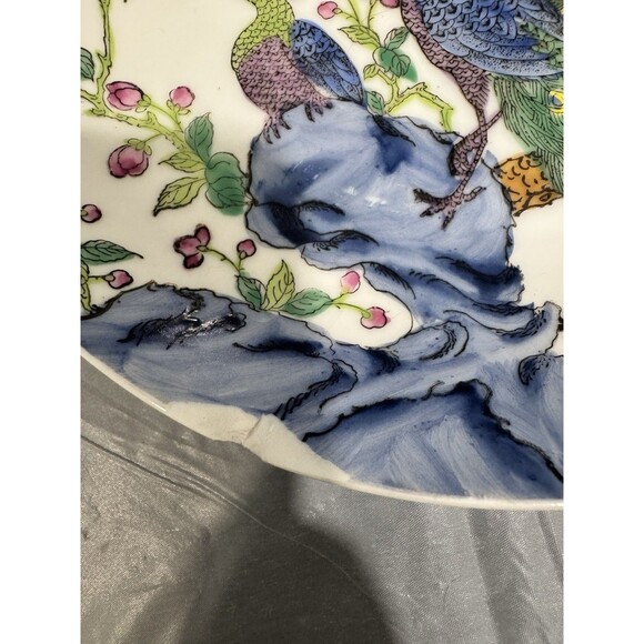 Antique Porcelain Chinese Peacock Plate - Etsy Vintage Hong Kong Decorated Peacock Porcelain Plate Bowl ACF Mark Rim Chip AS IS